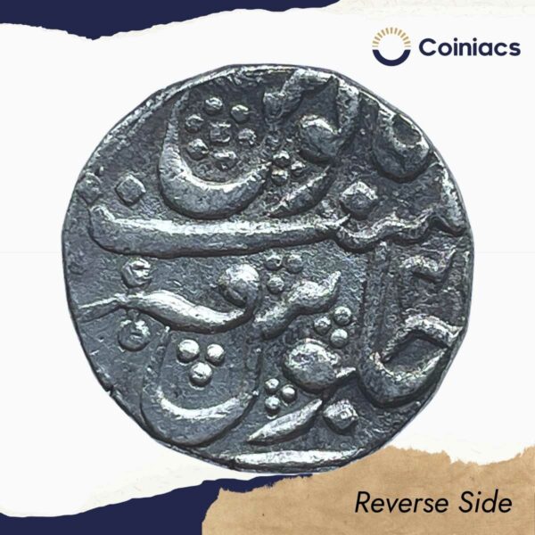 One Rupee Shah Alam II RY 4X Dar-ul-fath Ujjain Mint Silver Coin, Princely State of Gwalior, Collectible. - Image 3