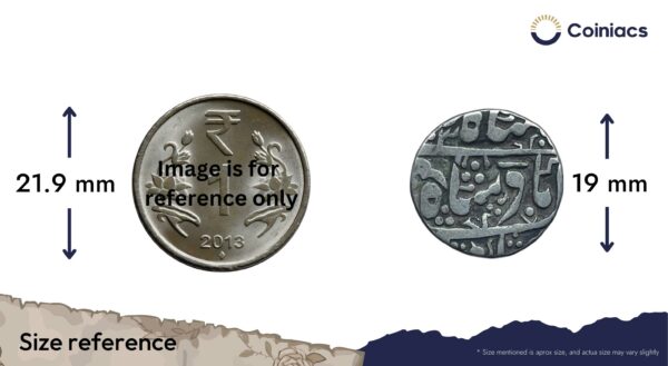 One Rupee Shah Alam II RY 31 XXX3 AH Ajmer Mint Silver Coin, Princely State of Gwalior, Collectible. - Image 4