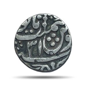 One Rupee Shah Alam II RY 31 XXX3 AH Ajmer Mint Silver Coin, Princely State of Gwalior, Collectible.