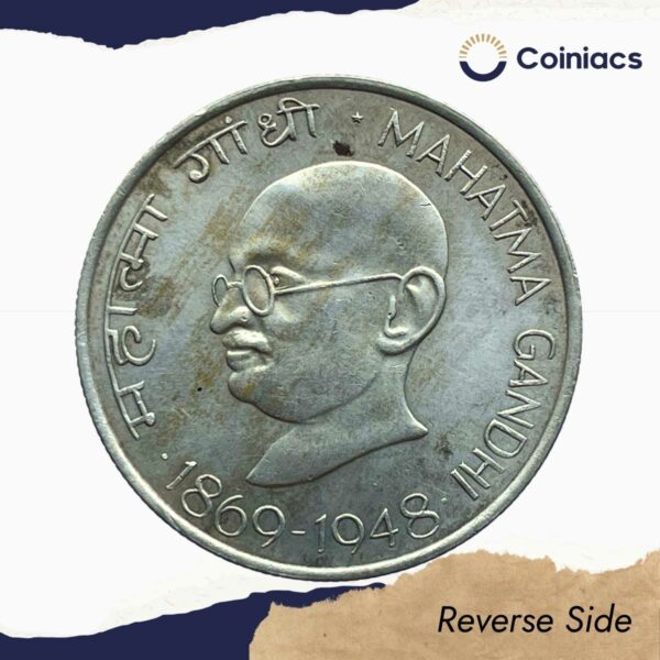 Scarce 10 Rupees Mahatma Gandhi 1869-1948 (1969) Calcutta Mint Silver Commemorative Coin, Republic India Decimal Series, Collectible. - Image 3