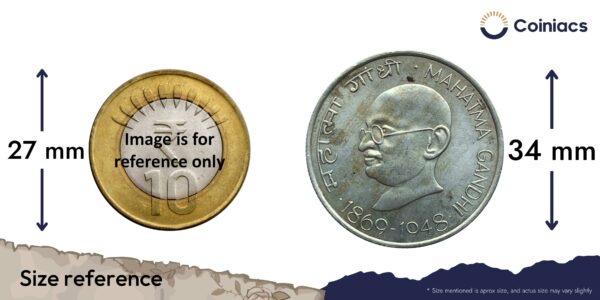 Scarce 10 Rupees Mahatma Gandhi 1869-1948 (1969) Calcutta Mint Silver Commemorative Coin, Republic India Decimal Series, Collectible. - Image 4