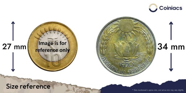 Rare 10 Rupees Food For All 1970 Calcutta Mint Silver Commemorative Old Coin, Republic India Decimal Series, Collectible. - Image 4