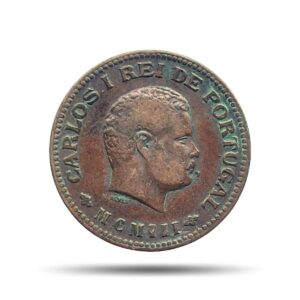 Scarce 1/4 Tanga Carlos I MCMIII (1903 CE) Copper Coin, Portuguese India, Collectible.