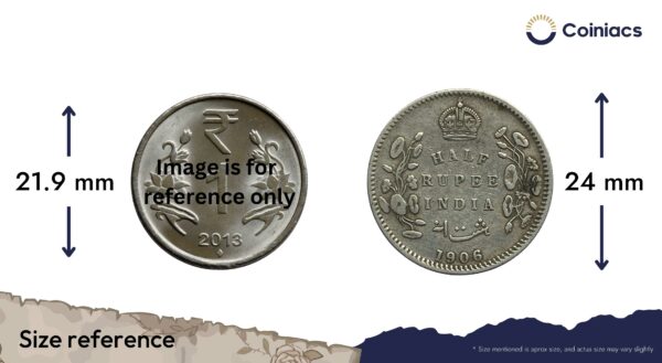 Scarce Half Rupee Edward VII 1906 Calcutta Mint Silver Coin, British India Uniform Coinage, Collectible. - Image 4