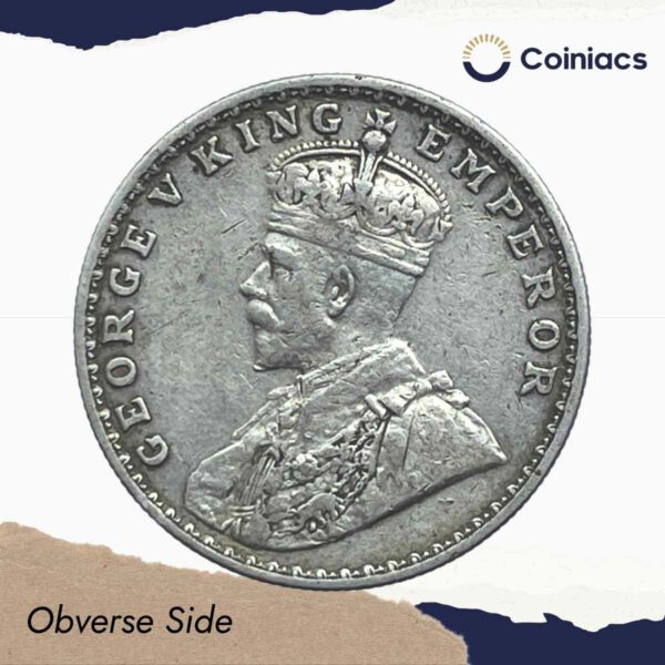 Scarce One Rupee George V 1915 CE (Key Date) Bombay Mint Silver coin, British India Uniform Coinage, Collectible. - Image 2