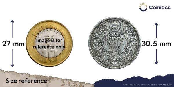 Scarce One Rupee George V 1915 CE (Key Date) Bombay Mint Silver coin, British India Uniform Coinage, Collectible. - Image 4