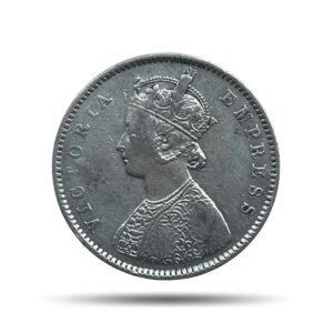 Scarce Half Rupee Victoria Empress 1899 Bombay Mint (Inverse B incuse) Silver Coin, British India Uniform Coinage, Collectible.