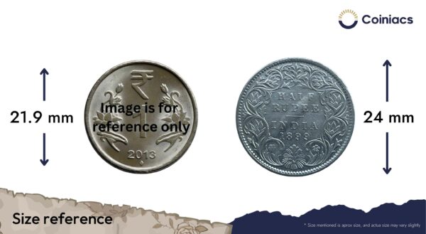 Scarce Half Rupee Victoria Empress 1899 Bombay Mint (Inverse B incuse) Silver Coin, British India Uniform Coinage, Collectible. - Image 4