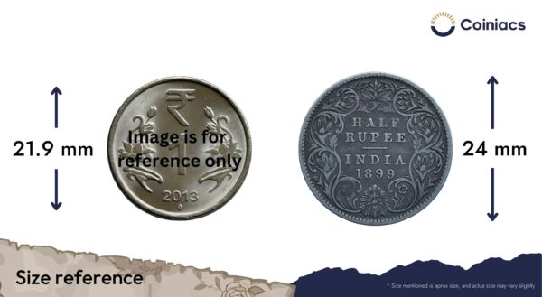 Scarce Half Rupee Victoria Empress 1899 Bombay Mint (Inverse B incuse) Silver Coin, British India Uniform Coinage, Collectible. - Image 4