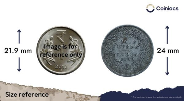 Scarce Half Rupee Victoria Empress 1899 Bombay Mint (Inverse B incuse) Silver Coin, British India Uniform Coinage, Collectible. - Image 4
