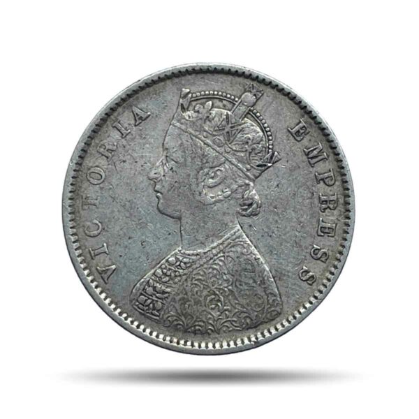 Scarce Half Rupee Victoria Empress 1899 Bombay Mint (Inverse B incuse) Silver Coin, British India Uniform Coinage, Collectible.