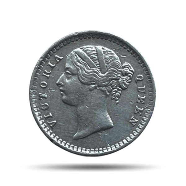 Two Anna Victoria Queen Divided Legend 1841 CE Silver Coin, British India Uniform Coinage, Collectible.