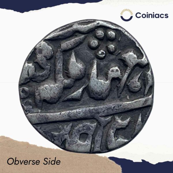 1/4 Rupee Madho Singh II INO Victoria Year 22 Silver Old Coin, Princely State of Jaipur, Collectible. - Image 2
