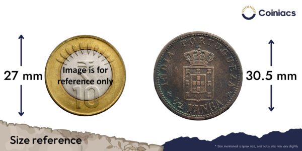 1/2 Tanga Carlos I MCMIII (1903 CE) Copper Coin, Portuguese India, Collectible. - Image 4