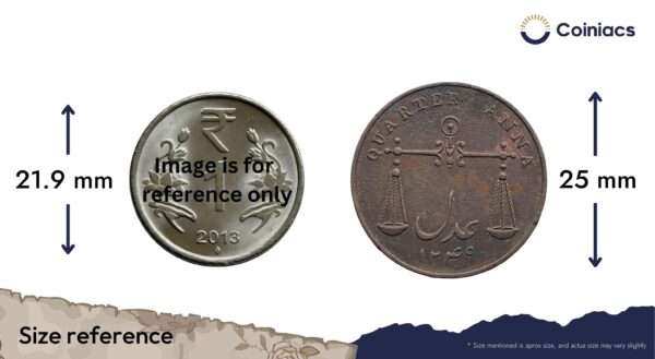Quarter Anna East India Company 1833 Copper Coin, Bombay Presidency, Collectible. - Image 4