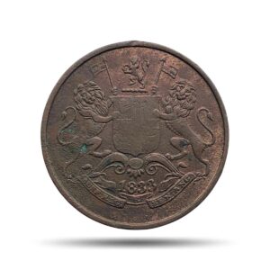 Quarter Anna East India Company 1833 Copper Coin, Bombay Presidency, Collectible.