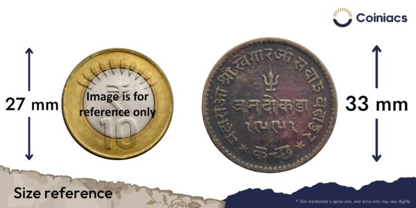 Tran Dokdo (3 Dokdo) Khengarji III, George V 1934 CE 1991 VS Copper Coin, Princely State of Kutch, Collectible. - Image 4