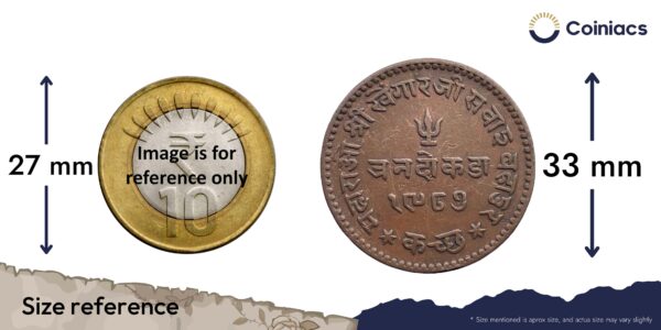 Tran Dokdo (3 Dokdo) Khengarji III, George V 1930 CE 1987 VS Copper Coin, Princely State of Kutch, Collectible. - Image 4