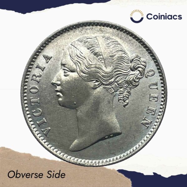 One Rupee Victoria Queen 1840 Divided Legend W.W. (Re-engraved hair) Silver Coin, British India Uniform Coinage, AU. - Image 2