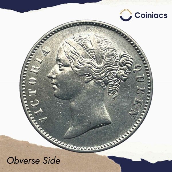 One Rupee Victoria Queen 1840 Divided Legend W.W. (Re-engraved hair) Silver Coin, British India Uniform Coinage, AU. - Image 2