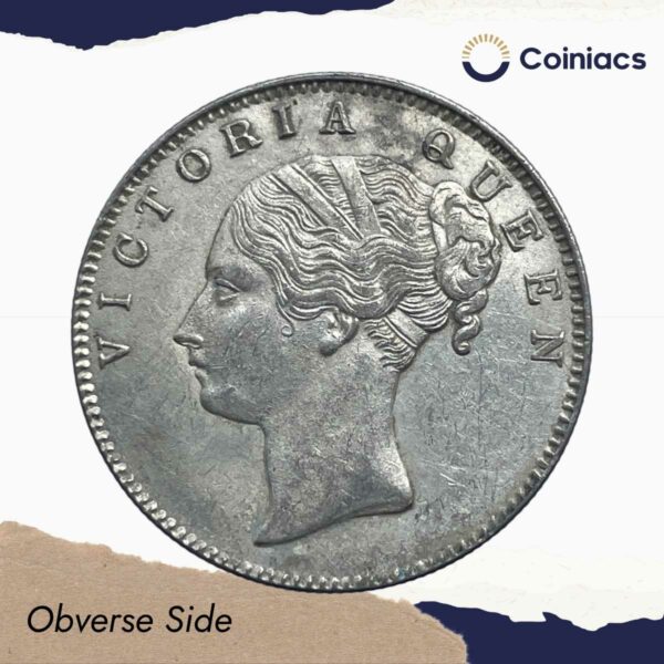 UNC One Rupee Victoria Queen 1840 Continuous Legend Silver Coin, British India Uniform Coinage, UNC. - Image 2
