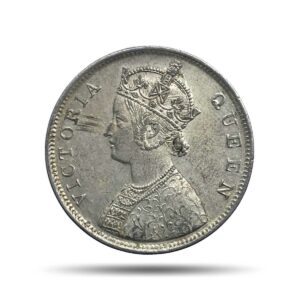 One Rupee Victoria Queen Crowned 1862 ?4? Dots Silver Coin, British India Uniform Coinage, Collectible.