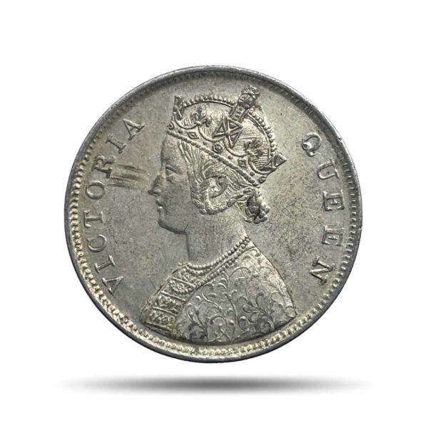 One Rupee Victoria Queen Crowned 1862 ?4? Dots Silver Coin, British India Uniform Coinage, Collectible.
