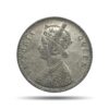 One Rupee Victoria Queen Crowned 1862 '4' Dots Silver Coin, British India Uniform Coinage, Collectible.