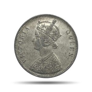 One Rupee Victoria Queen Crowned 1862 '4' Dots Silver Coin, British India Uniform Coinage, Collectible.