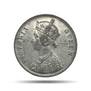 One Rupee Victoria Queen Crowned 1862 '6' Dots Silver Coin, British India Uniform Coinage, Collectible.