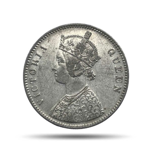 One Rupee Victoria Queen Crowned 1862 '6' Dots Silver Coin, British India Uniform Coinage, Collectible.