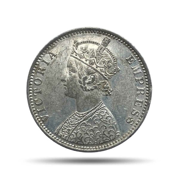 One Rupee Victoria Empress 1901 'B' Incuse Bombay Mint Silver Coin, British India Uniform Coinage, Collectible.