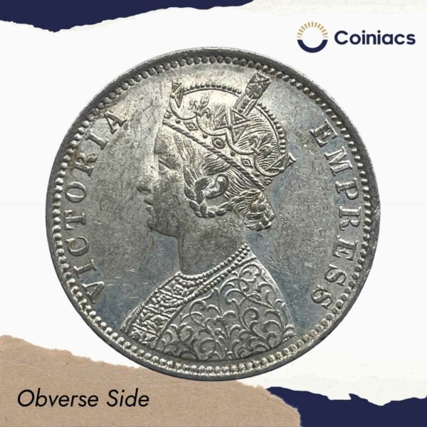 One Rupee Victoria Empress 1901 'B' Incuse Bombay Mint Silver Coin, British India Uniform Coinage, Collectible. - Image 2
