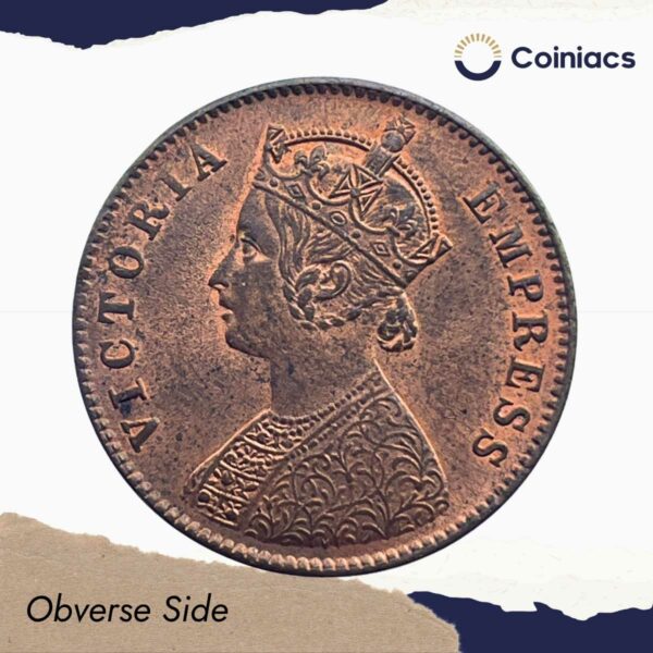 One Quarter Anna Victoria Empress 1900 Calcutta Mint Silver Coin, British India Uniform Coinage, XF+. - Image 2