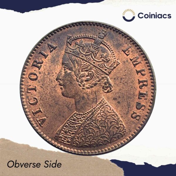 One Quarter Anna Victoria Empress 1900 Calcutta Mint Silver Coin, British India Uniform Coinage, AU. - Image 2