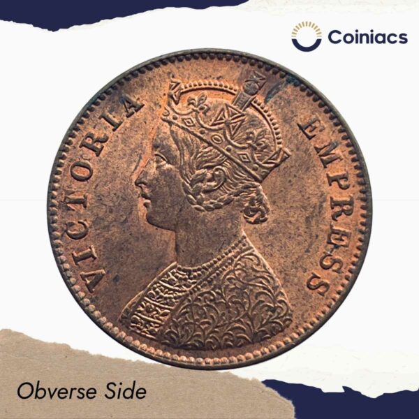 One Quarter Anna Victoria Empress 1900 Calcutta Mint Silver Coin, British India Uniform Coinage, AU. - Image 2