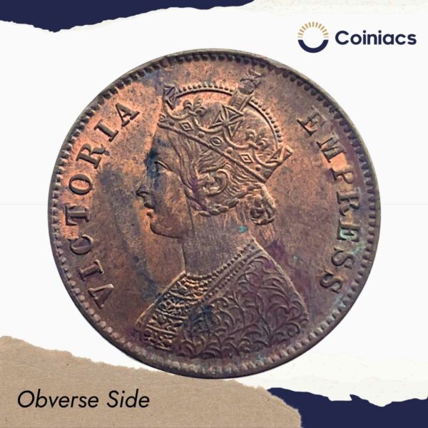 One Quarter Anna Victoria Empress 1899 Calcutta Mint Silver Coin, British India Uniform Coinage, XF. - Image 2