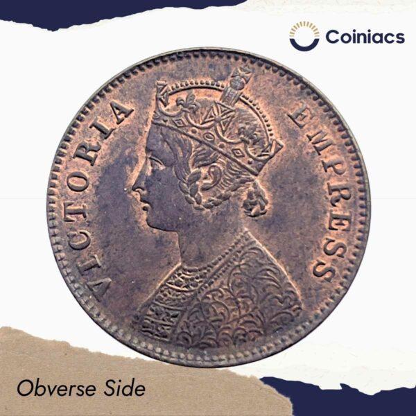 One Quarter Anna Victoria Empress 1899 Calcutta Mint Silver Coin, British India Uniform Coinage, Collectible. - Image 3