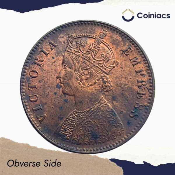 One Quarter Anna Victoria Empress 1894 Calcutta Mint Silver Coin, British India Uniform Coinage, XF. - Image 2