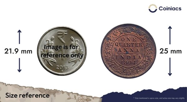 One Quarter Anna Victoria Empress 1894 Calcutta Mint Silver Coin, British India Uniform Coinage, XF. - Image 4