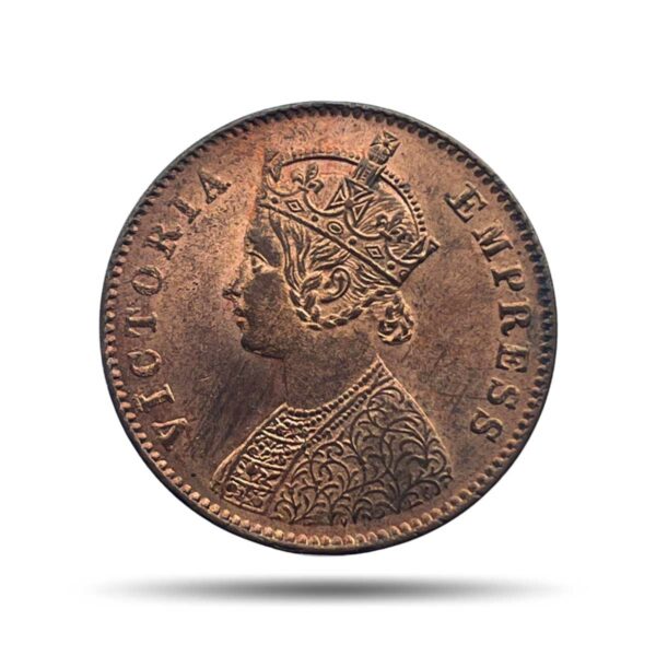 One Quarter Anna Victoria Empress 1900 Calcutta Mint Silver Coin, British India Uniform Coinage, Collectible.