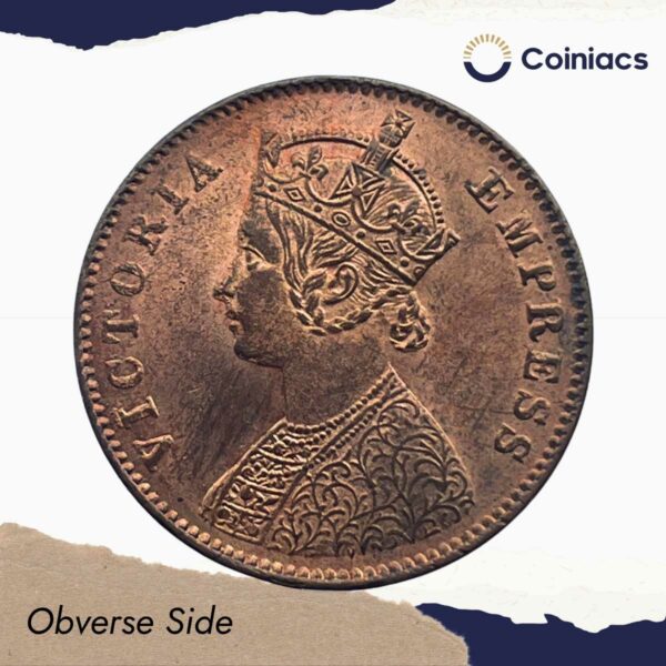 One Quarter Anna Victoria Empress 1900 Calcutta Mint Silver Coin, British India Uniform Coinage, Collectible. - Image 2