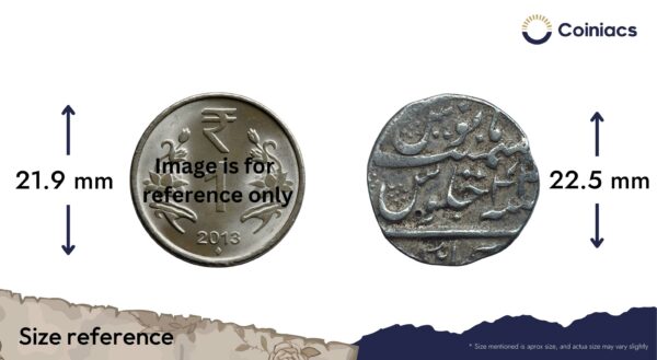One Rupee Aurangzeb RY 42 Chinapatan Mint Silver coin, Madras Presidency Moghul Style, Collectible. - Image 4