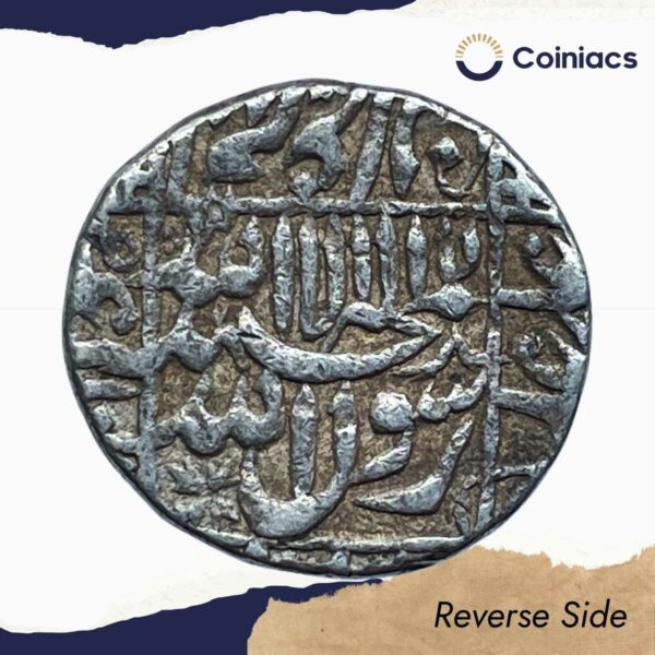 Scarce One Rupee Shah Jahan (Reign 1628-58 CE) Surat Mint Silver Old Coin, Mughal Empire, Collectible. - Image 3
