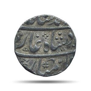 One Rupee Muhammad Shah RY-4 (Reign 1719-1748 CE) Itawa mint Silver Old Coin, Mughal Empire, Collectible.