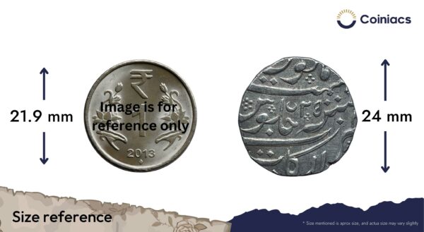 One Rupee Muhammad Shah RY 25 (1155 AH) Arcot Mint Silver Coin, French India ? Arcot, Collectible. - Image 4