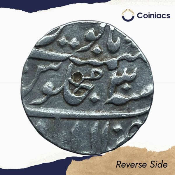 One Rupee Muhammad Shah RY 30 (Reign 1719 - 1748 CE) Allahabad Mint Silver Coin, Mughal Empire, Collectible. - Image 3