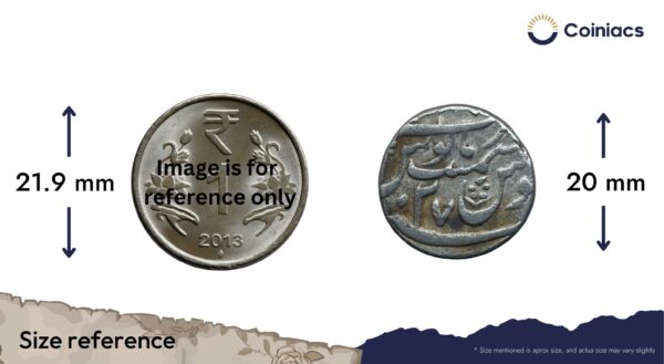 One Rupee Muhammad Shah RY 27 (Reign 1719 - 1748 CE) Azimabad Mint Silver Coin, Mughal empire, Collectible. - Image 4