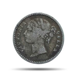 Two Annas Victoria Queen Divided Legend 1841 CE Silver Coin, British India Uniform Coinage, Collectible.