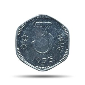3 Paise 1973 Bombay Mint 'B' Proof Issue Aluminium Definitive Coin, Republic India Decimal Series, Proof.
